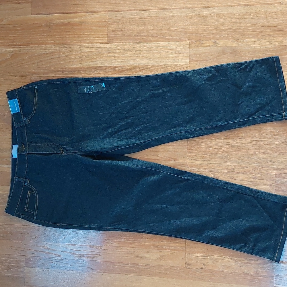 Laura Scott NWT Womens Large Jeans Missy Style Straight Ankle Dark Indigo